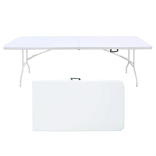 FOLDING TABLE PLASTIC & METAL 8-FT - WHITE (Seats 8-10)