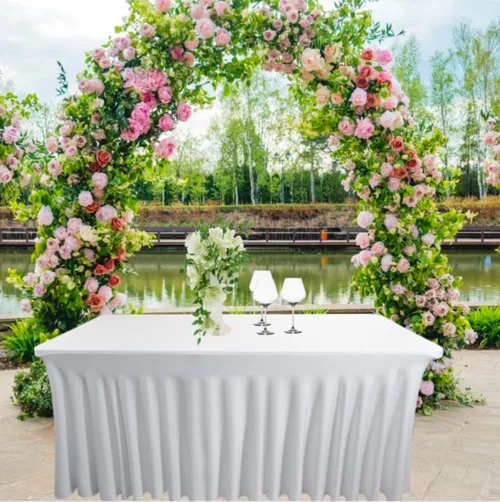 FITTED SKIRT FOR 6-FT RECTANGULAR TABLE - WHITE - SPANDEX