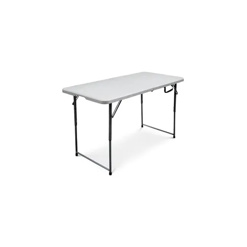 4-FT FOLDING TABLE - WHITE - HEIGHT ADJUSTABLE (Seats 4-6)