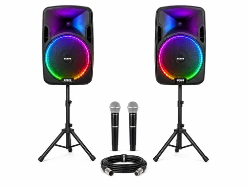 2 SPEAKERS WITH MIC & STAND