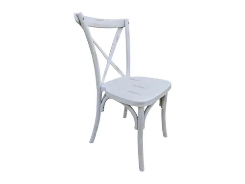 Cross-Back Chair — Distressed White