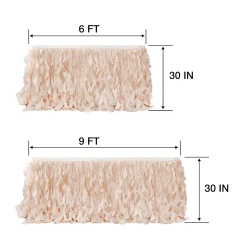 6 foot organza table skirt champagne curly willow 