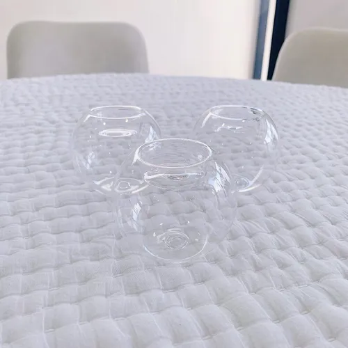 Portavela transparente de vidrio