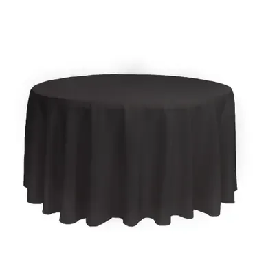 120 Inch Round Polyester Tablecloth (Black)