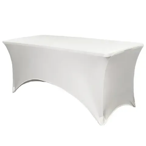 White Spandex Fitted Tablecloth for 8ft Table