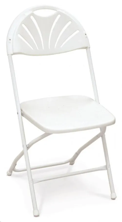 White Plastic Folding Chair – Fanback Event & Wedding Seating