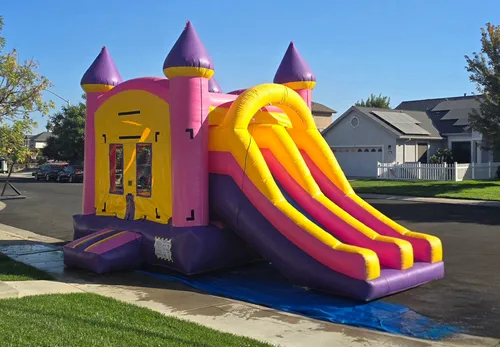 Pink Paradise Dual Lane Bounce House Combo