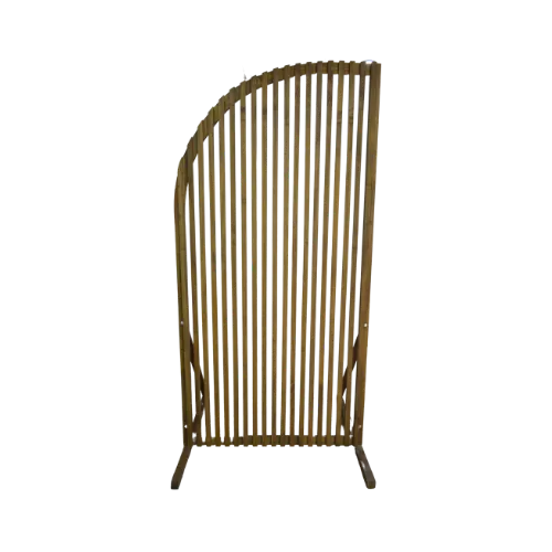 8ft CURVED WOODEN SLAT BACKDROP - BROWN (L) 8ft x 4ft 