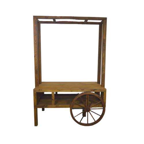 WOODEN RUSTIC MARKET CART W/OVERHEAD FRAME - 60