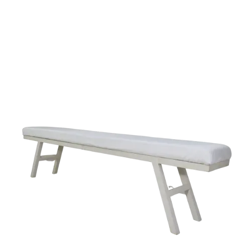 7ft WOODEN PICNIC BENCH W/PADDED SEAT - WHITE