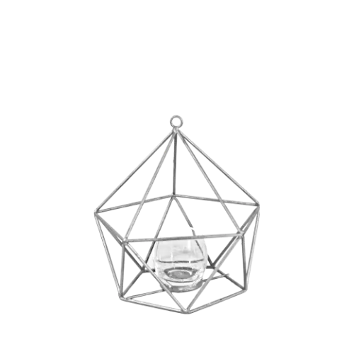 DIAMOND GEOMETRIC CANDLEHOLDER - SILVER (S)