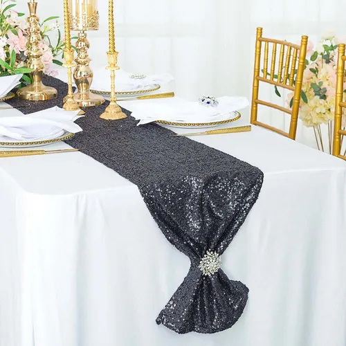 CHIFFON TABLE RUNNER - CHARCOAL/PEWTER
