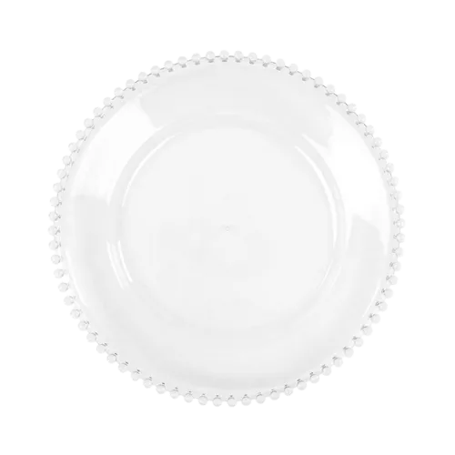 GLASS BEADED CHARGER - CLEAR