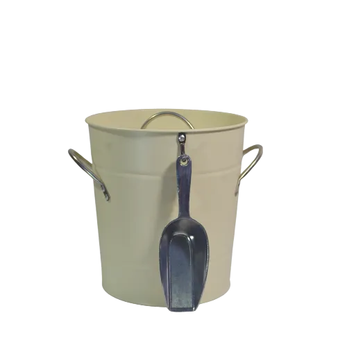 METAL ICE BUCKET W/SCOOP - IVORY 