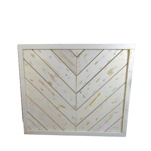 4ft CHEVRON WOODEN BAR COUNTER - DISTRESSED WHITE