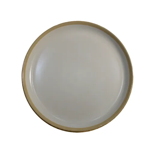 SPECIALTY DINNER PLATE W/TAUPE TRIM - IVORY 