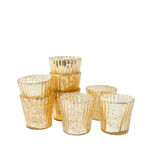 ANTIQUE RIBBED CANDLEHOLDER - GOLD 