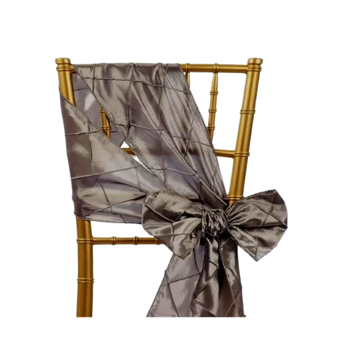 PINTUCK CHAIR SASH - CHARCOAL/PEWTER 