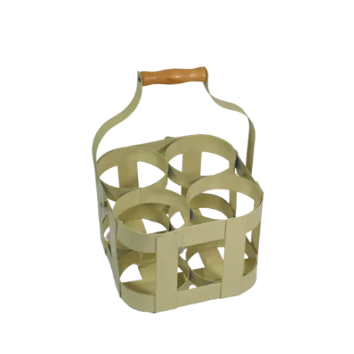 METAL BOTTLE CADDY - CREAM 
