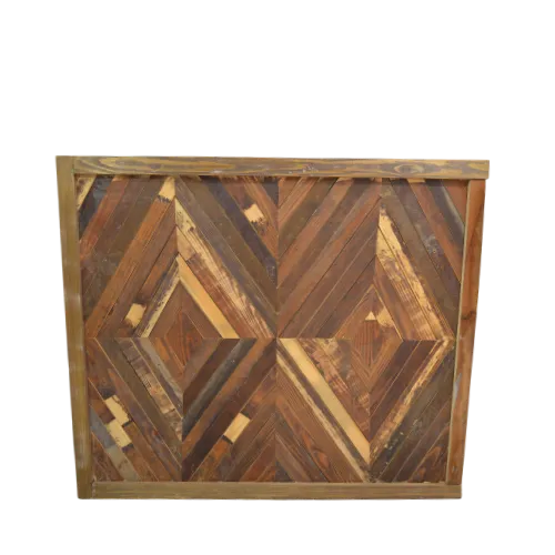 4ft DIAMOND WOODEN BAR COUNTER - DISTRESSED BROWN