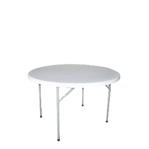 4ft ROUND PLASTIC FOLDING TABLE WHITE (6 - 8 SEATER)