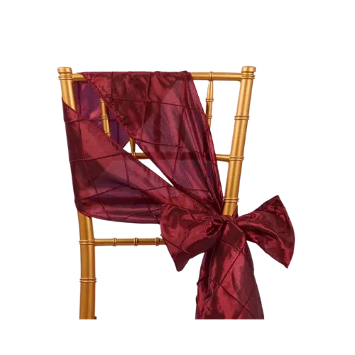 PINTUCK CHAIR SASH - BURGUNDY