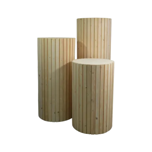CIRCULAR WOODEN PEDESTAL SET - NATURAL