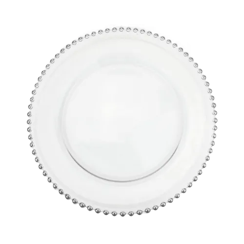 GLASS BEADED CHARGER - SILVER 