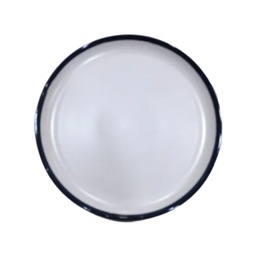 SPECIALTY DINNER PLATE W/NAVY BLUE TRIM - WHITE