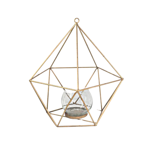 DIAMOND GEOMETRIC CANDLEHOLDER - GOLD (L)