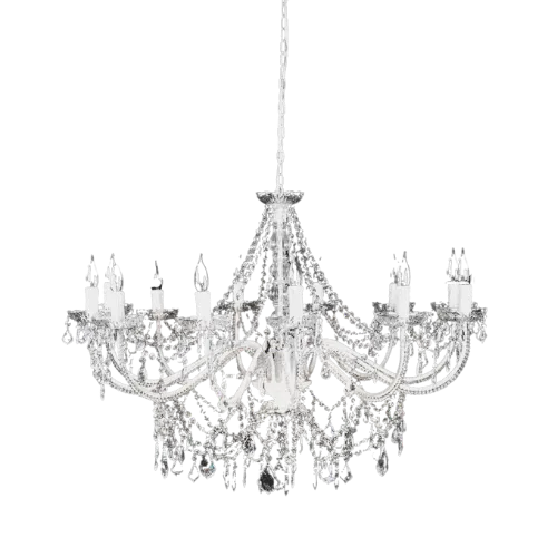 VENEZIA 12-ARM CHANDELIER W/CRYSTALS - WHITE  40