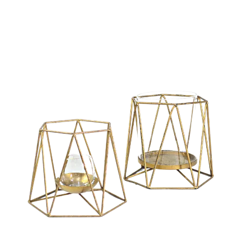 GEOMETRIC CANDLEHOLDER - GOLD (S)