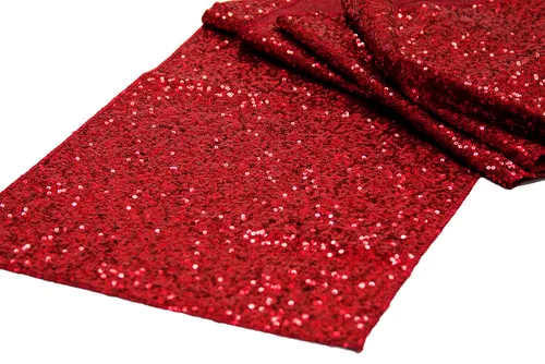GLITZ SEQUIN TABLE RUNNER - APPLE RED