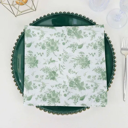 POLYESTER FRENCH TOILE TABLE NAPKIN - SAGE GREEN 