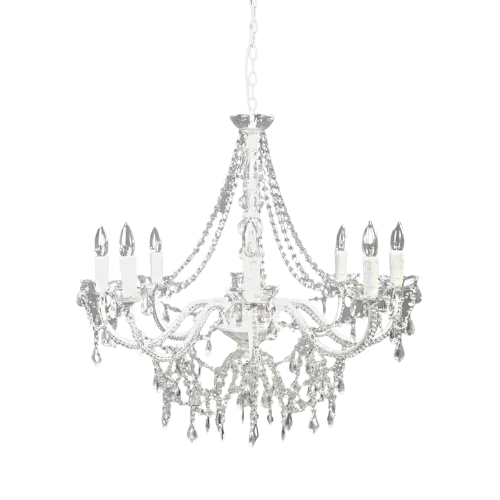 ELLENA 8-ARM CHANDELIER W/ CRYSTALS - WHITE 29