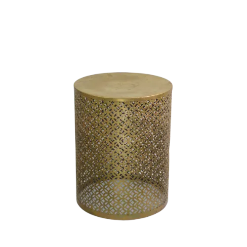 EYELET BARREL ACCENT TABLE - GOLD (S)