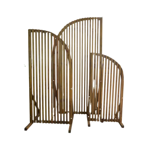 CURVED WOODEN SLAT PANEL/BACKDROP - BROWN (SET OF 3)