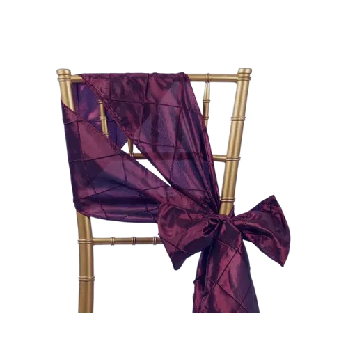 PINTUCK CHAIR SASH - PLUM/EGGPLANT