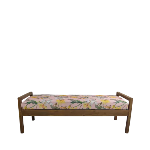 5ft WOODEN BENCH W/PADDED SEAT - BROWN