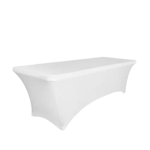 NEW 6ft RECTANGULAR SPANDEX TABLE LINEN - White