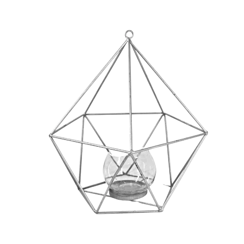 DIAMOND GEOMETRIC CANDLEHOLDER - SILVER (L)
