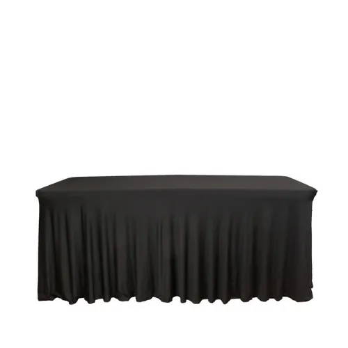 NEW 6ft WAVY RECTANGULAR SPANDEX TABLE LINEN - Black