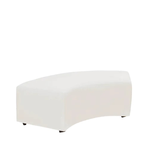 CURVED LEATHER OTTOMAN - WHITE 24