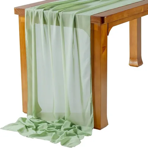 CHIFFON TABLE RUNNER - DUSTY SAGE
