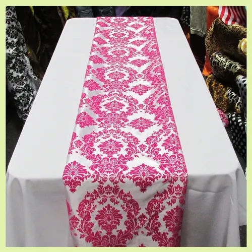FLOCKING TABLE RUNNER (FUCHSIA PINK ON WHITE) 