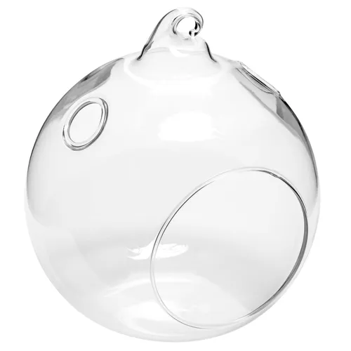 HANGING GLASS GLOBE CANDLE HOLDER - CLEAR 