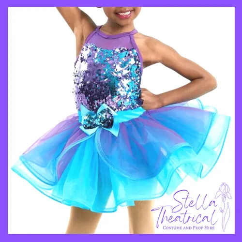 Weissman Flip Sequin Blue & Purple Dress