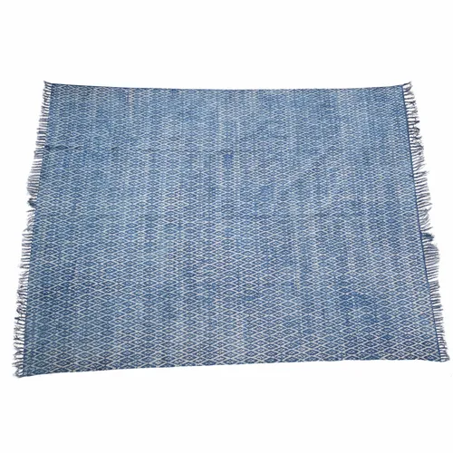 Rug indigo block print diamond design