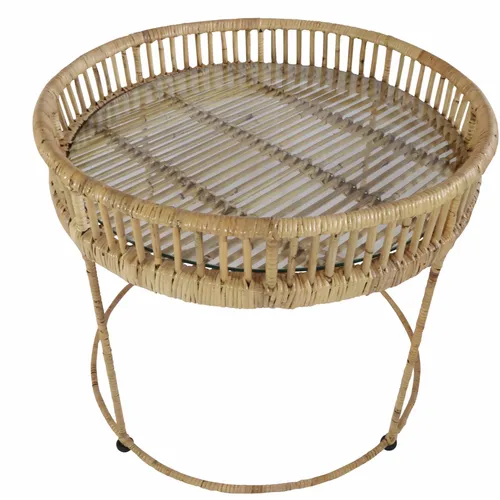 Side table woven glass top