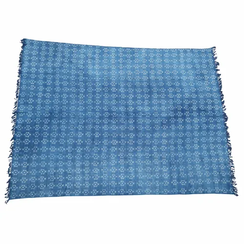 Rug Indigo block print evil eye